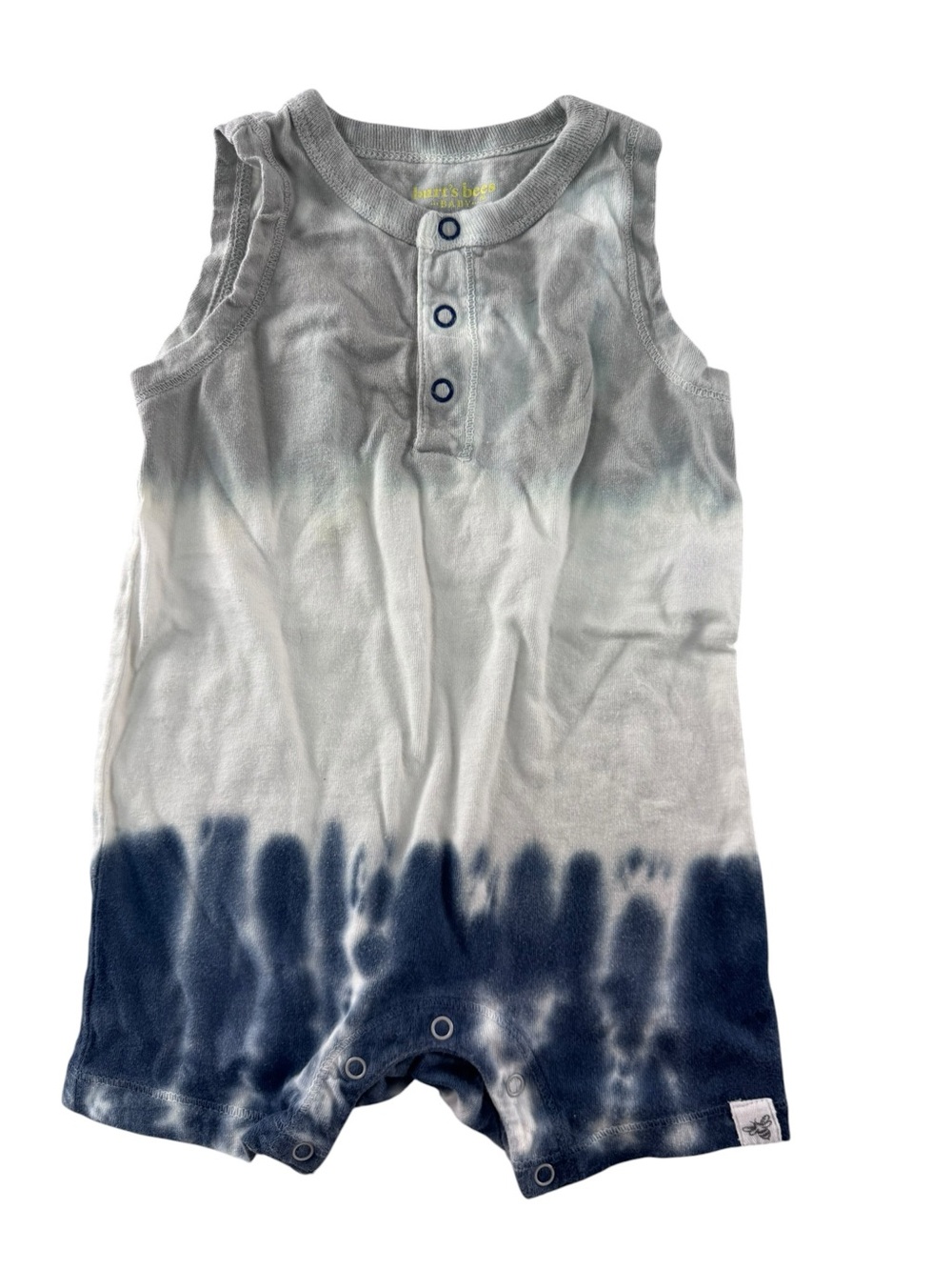 Burt's Bees Gray and Navy Tie-Dye Sleeveless One-Piece Bodysuit
